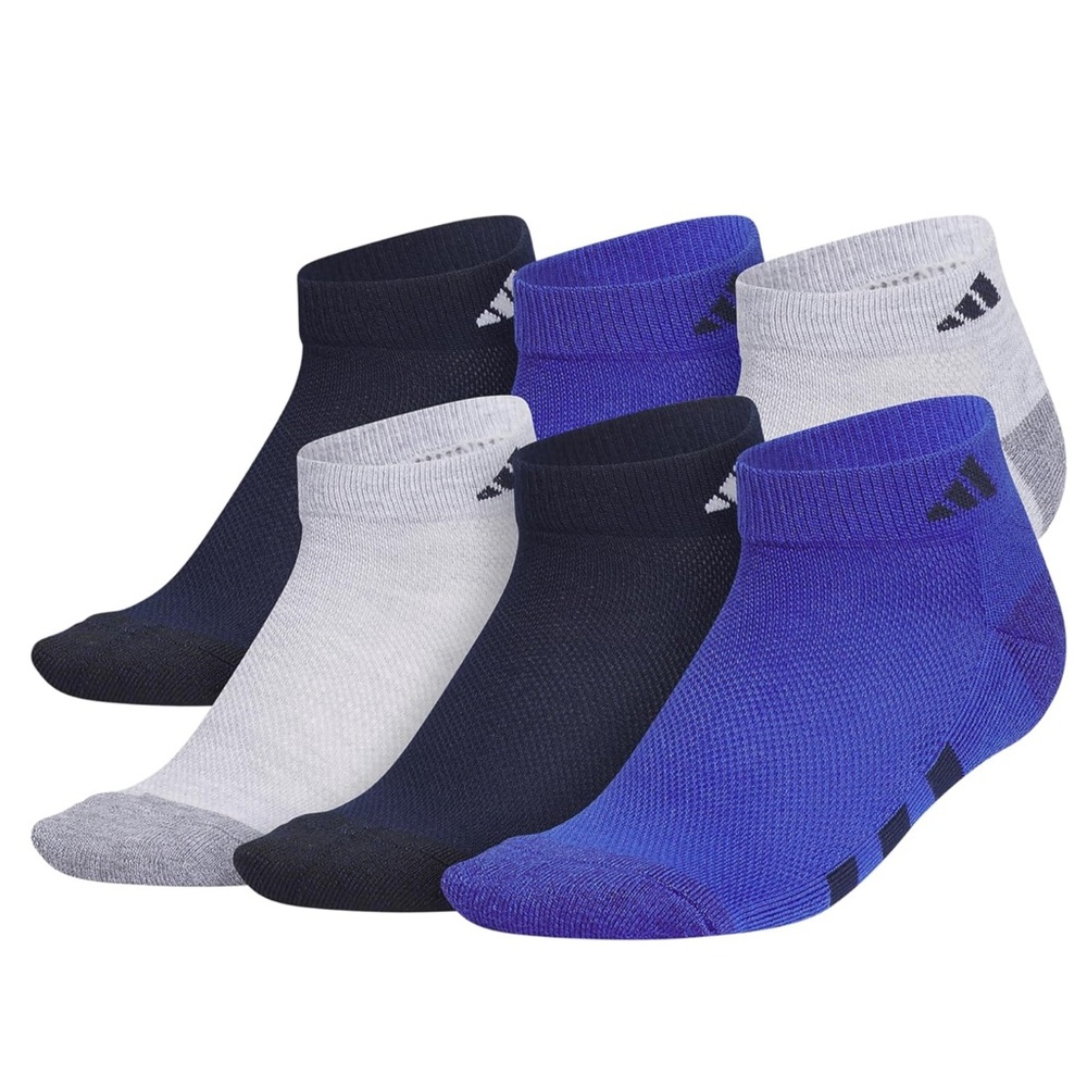 adidas Boys Youth 6-Pack Cushioned Low Cut Socks